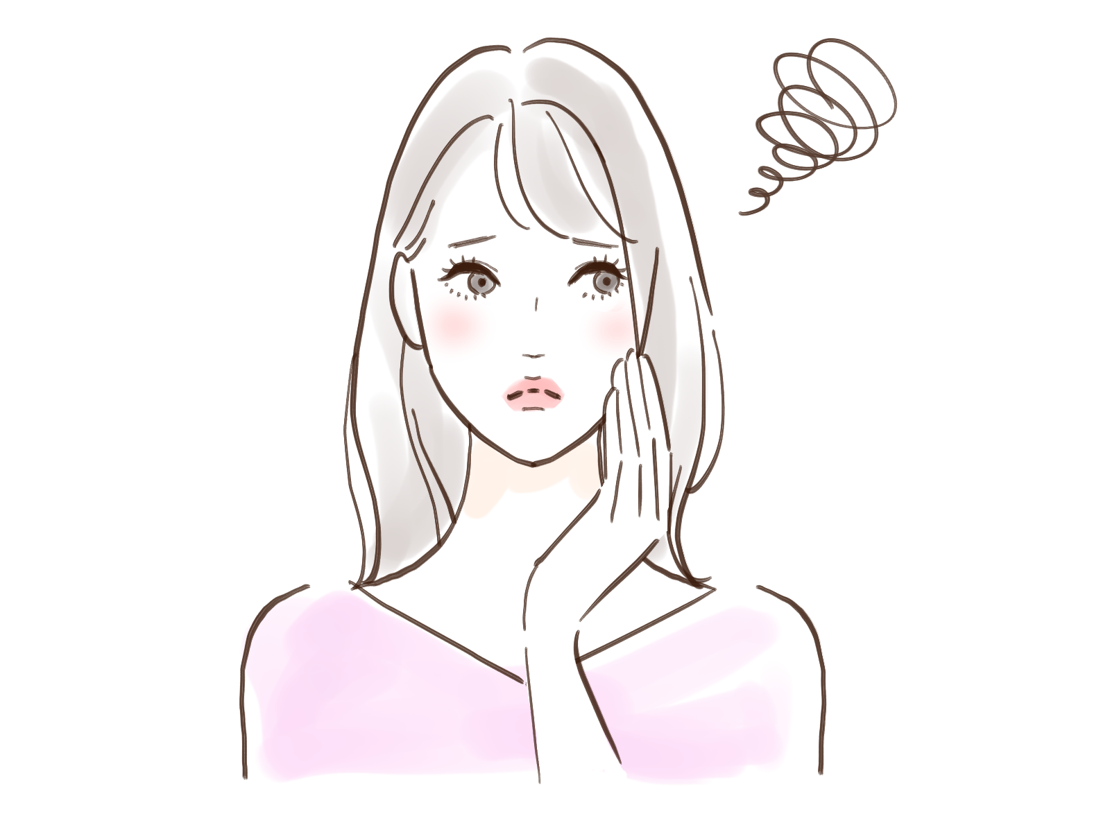 悩んでる女性のイラスト